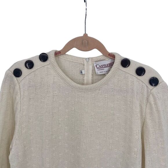 Castleberry Vintage Zip Back Pullover Sweater Cream Size 16 - Picture 3 of 10